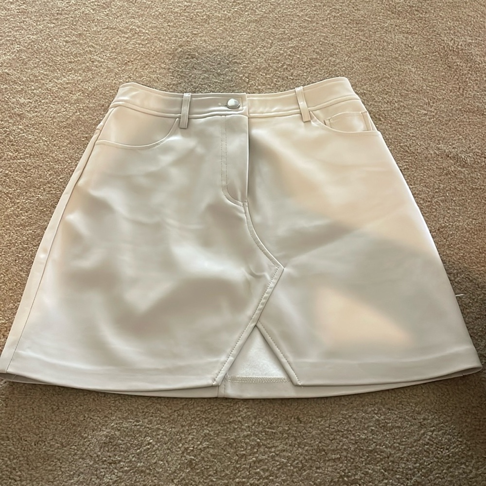 Topshop Faux leather beige skirt